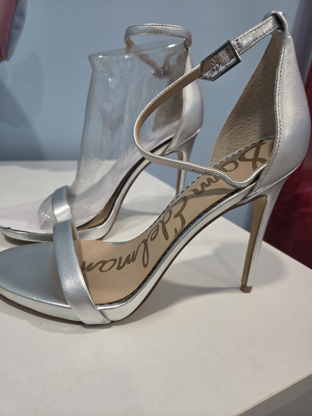 Sam Edelman Silver Ankle-Strap Stiletto Sandals